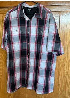 KingSize Men's 2XLT Red/Black Plaid Button-Down Shirt